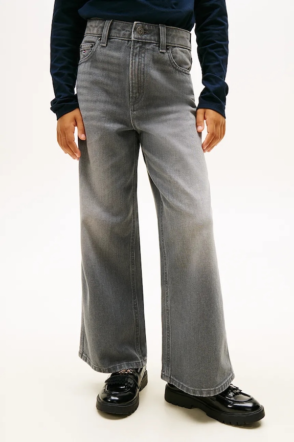 Dječje traperice Tommy Hilfiger MABEL WIDE bez uzorka siva KG0KG09286.128.176.PPY2