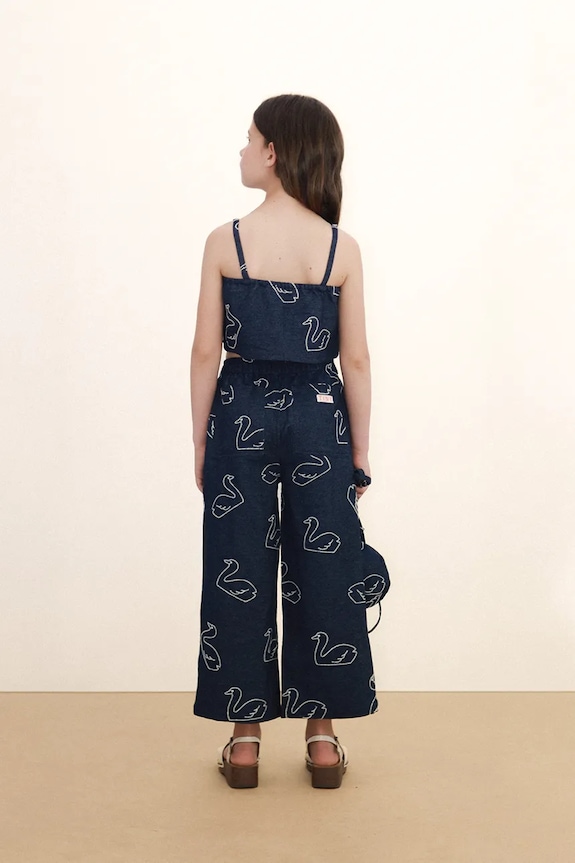 Παιδικά τζιν Tinycottons BIG SWANS DENIM PANT SS26.329 μπλε