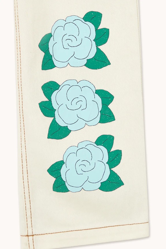 Tinycottons traperice za djecu BLUE FLOWER PRINT bijela SS26.343