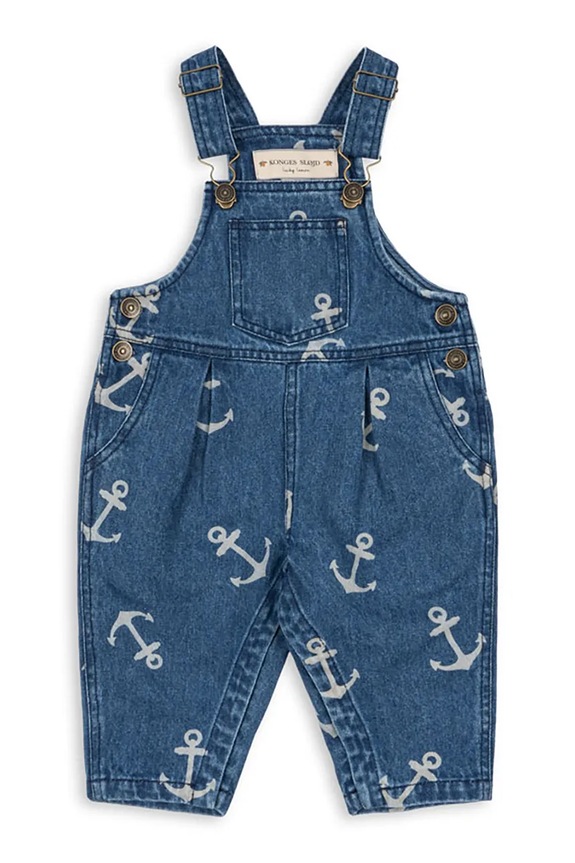 Detské nohavice na traky Konges Sløjd MAGOT OVERALLS GOTS KS104361.PreSpring tmavomodrá SS26