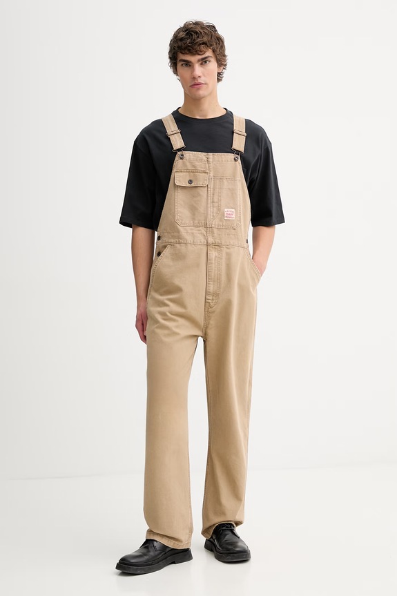 Farmerke iz jeansa Levi's LOOSE OVERALLS x WORKWEAR bež 0057W