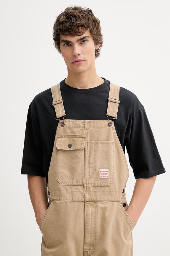 Farmerke iz jeansa Levi's LOOSE OVERALLS x WORKWEAR bež 0057W