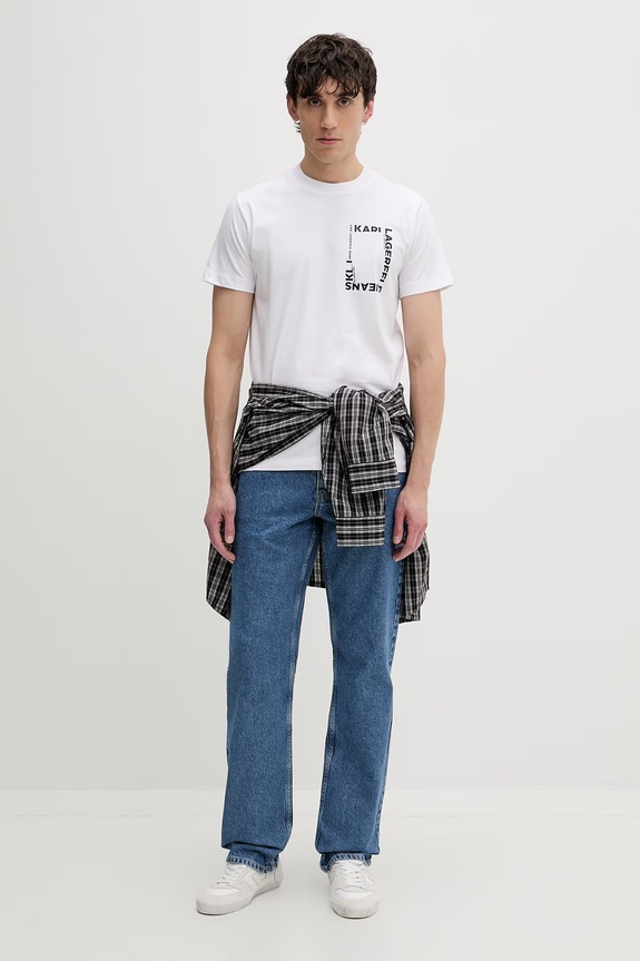 Karl Lagerfeld Jeans kavbojke straight kroja moške B2M10107 modra SS26