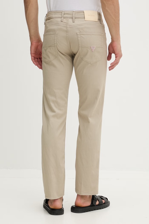 Ρούχα Guess παντελόνι slim fit ανδρικό με βαμβάκι ANGELS M6GAN2.W1698 μπεζ