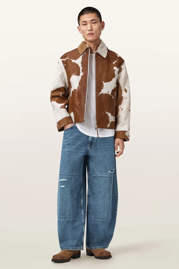 Abbigliamento AllSaints jeans barrel da uomo BARREL SLOUCH M005EE blu