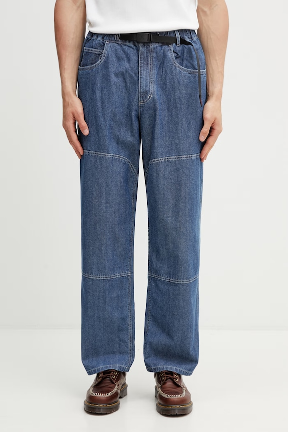 Gramicci JAPANESE CHAMBRAY DOUBLE KNEE loose jeans Men's blue G6SM.P015.