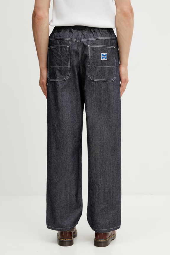 Clothing Gramicci JAPANESE CHAMBRAY DOUBLE KNEE loose jeans Men's G6SM.P015. navy
