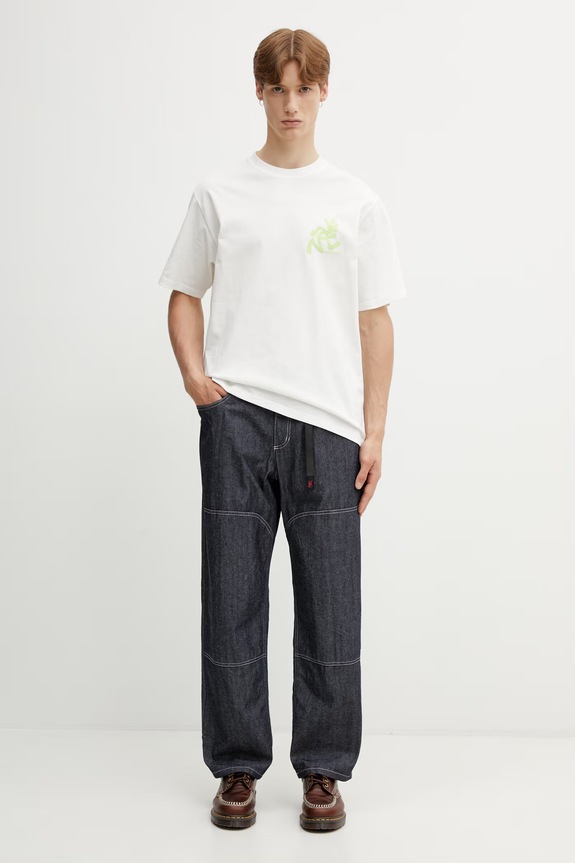 Gramicci JAPANESE CHAMBRAY DOUBLE KNEE loose jeans Men's G6SM.P015. navy