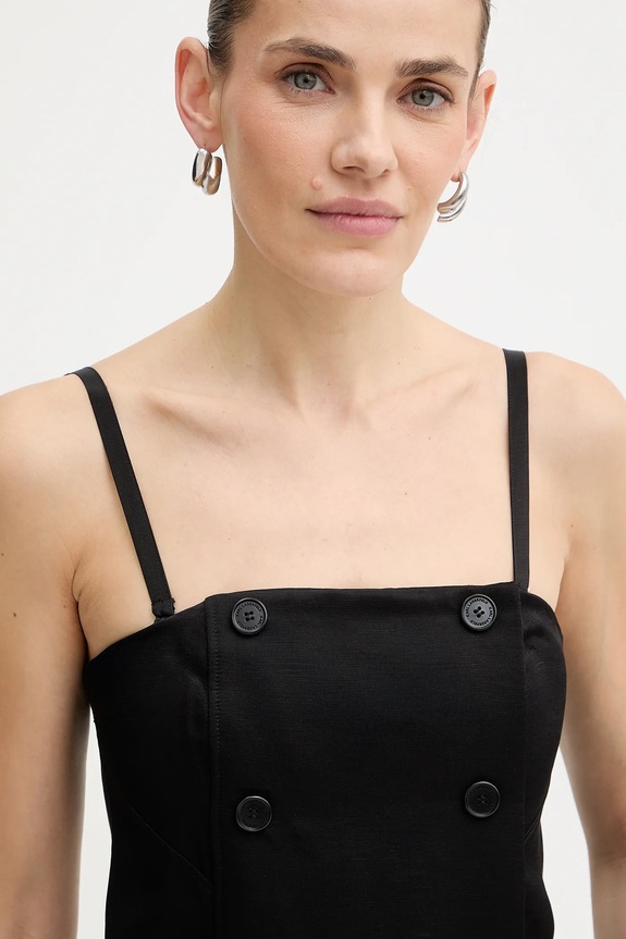 Karl Lagerfeld kombinezon z dodatkiem lnu TAILORED JUMPSUIT czarny B1W13010