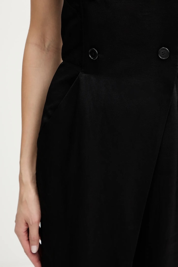 Karl Lagerfeld kombinezon z dodatkiem lnu TAILORED JUMPSUIT B1W13010 czarny