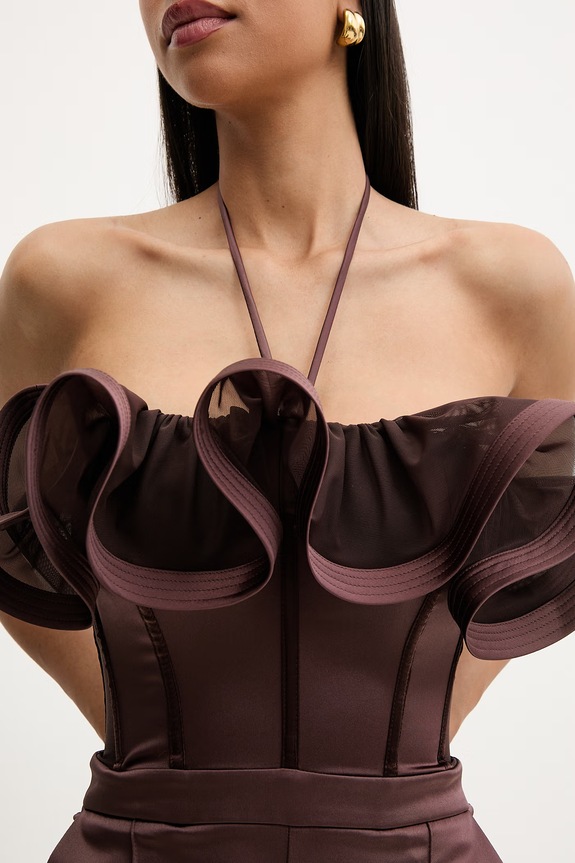 Elisabetta Franchi комбінезон із рюшами жіночий TU06562E2 коричневий