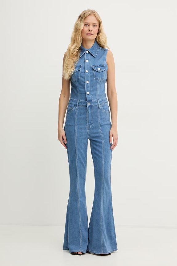 Guess kombinezon damski z wiskozy HARLO niebieski W6GK74.D0874