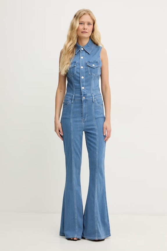 Guess kombinezon damski z wiskozy HARLO niebieski W6GK74.D0874