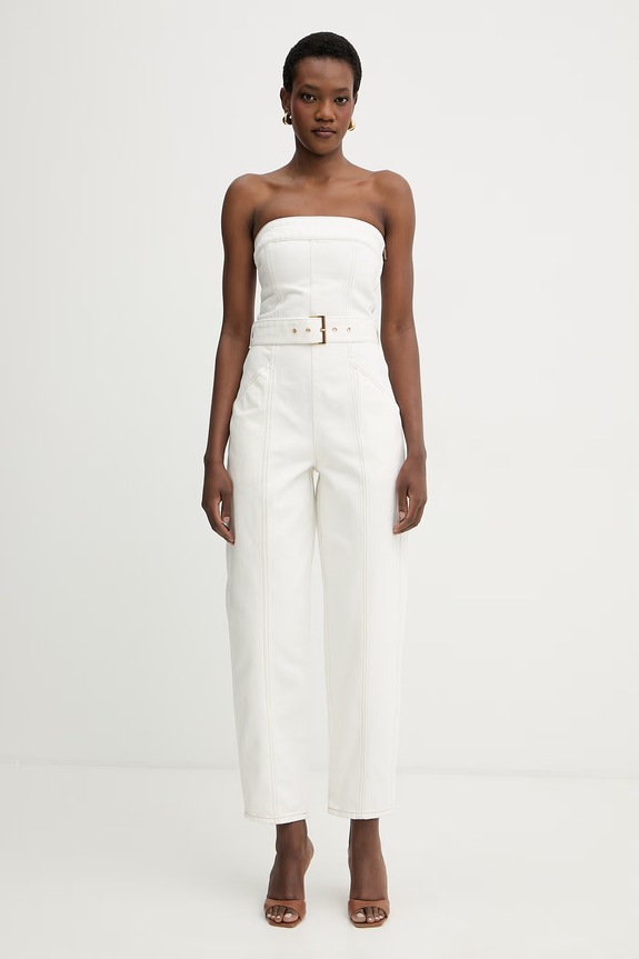 Armani Exchange overal bez ramienok dámsky rifľový XW002255.AF21335 béžová SS26