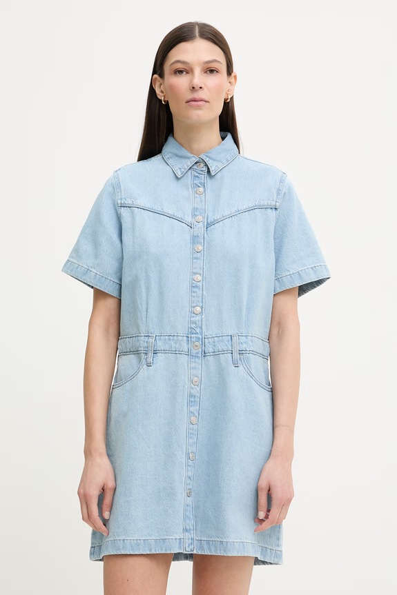 Levi's sukienka jeansowa SS LOGAN WESTERN niebieski 005I6
