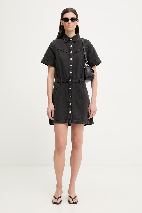 Levi's šaty rifľové SS LOGAN WESTERN 005I6 čierna SS26
