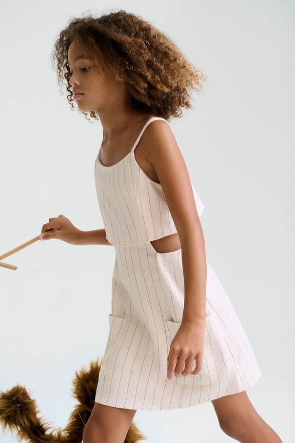 Mayoral vászonkeverékből készült gyerek kezeslábas szövet bézs 6874.8D.Junior.PPY2