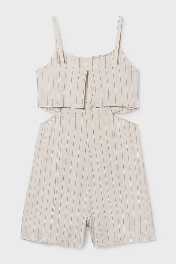 Lány Mayoral vászonkeverékből készült gyerek kezeslábas 6874.8D.Junior.PPY2 bézs