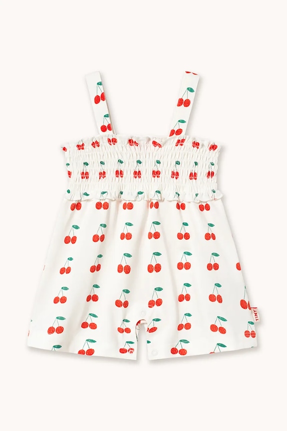Tinycottons pamut rugdalózó CHERRIES ONE-PIECE fehér SS26.021