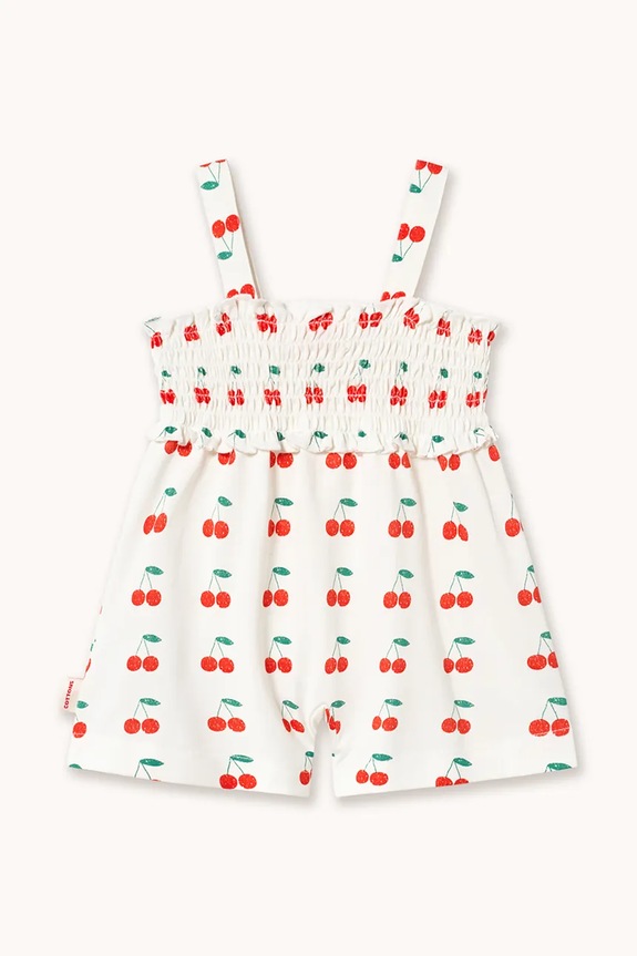 Tinycottons pamut rugdalózó CHERRIES ONE-PIECE SS26.021 fehér SS26