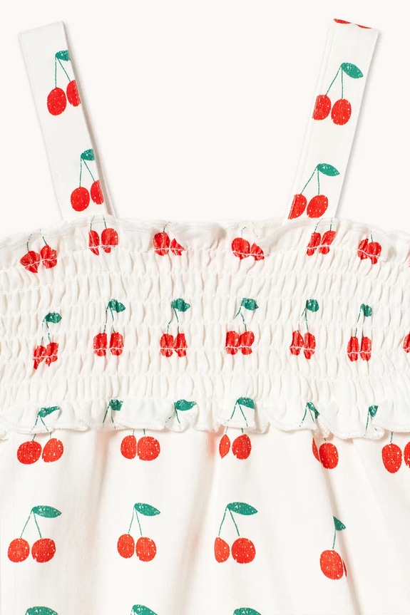 Lány Tinycottons pamut rugdalózó CHERRIES ONE-PIECE SS26.021 fehér