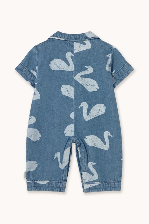 Tinycottons salopetă din denim pentru bebeluși BIG SWANS BABY ONE-PIECE SS26.326 albastru SS26