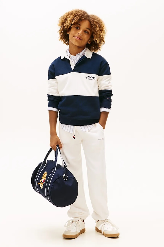 Detské tepláky Tommy Hilfiger pletenina biela KS0KS00662.116.122.PPY2