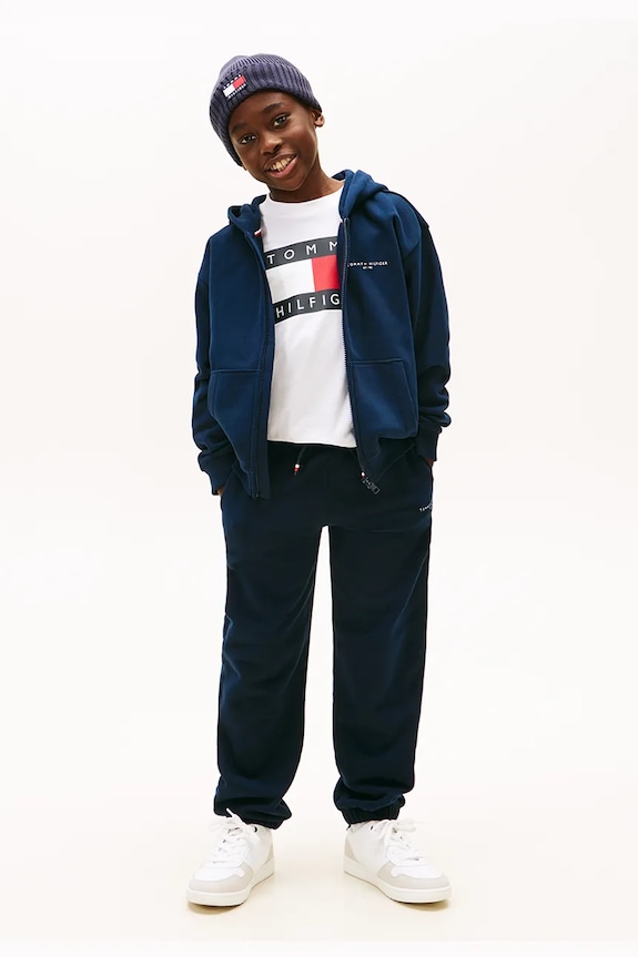 Tommy Hilfiger παντελόνι jogger παιδικό πλεκτό ύφασμα σκούρο μπλε KS0KS00662.128.176.PPY2