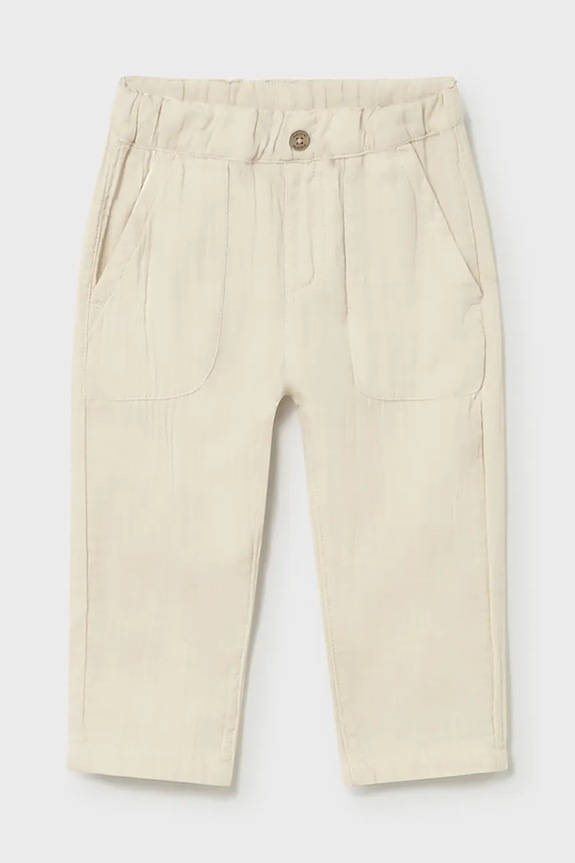 Mayoral pantaloni din bumbac pentru bebeluși bumbac bej 1521.3C.Baby.PPY2