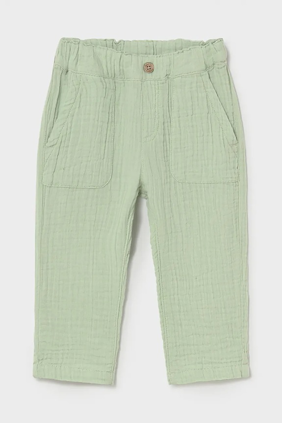 Mayoral pantaloni din bumbac pentru bebeluși bumbac verde 1521.3C.Baby.PPY2