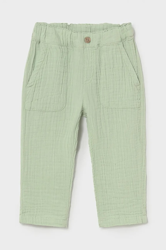 Mayoral pantaloni din bumbac pentru bebeluși bumbac verde 1521.3C.Baby.PPY2