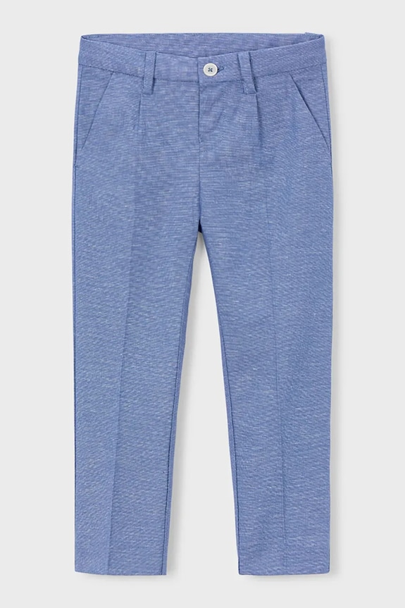 Mayoral pantaloni cu amestec de in pentru copii panza albastru 3574.5B.Mini.PPY2