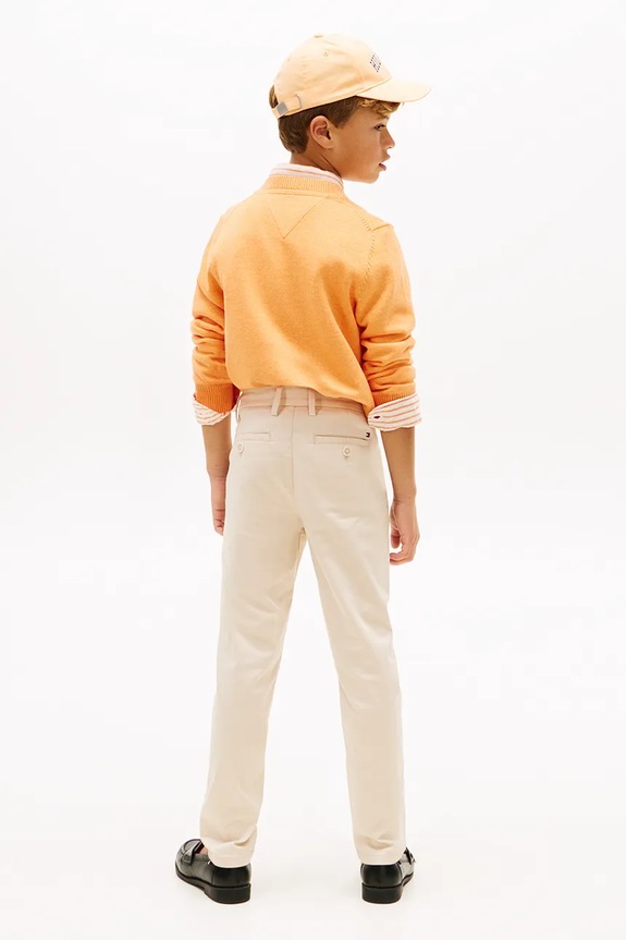 Tommy Hilfiger Παντελόνι chino παιδικό με βαμβάκι μπεζ KB0KB09638.104.122.PPY2