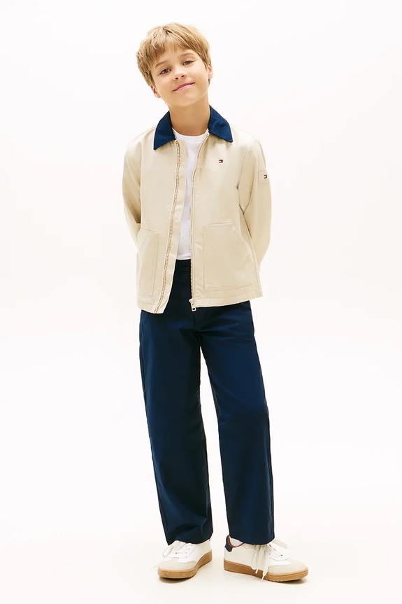 Chlapec Tommy Hilfiger nohavice chinos detské bavlnené s elastanom KB0KB10199.128.176.PPY2 tmavomodrá