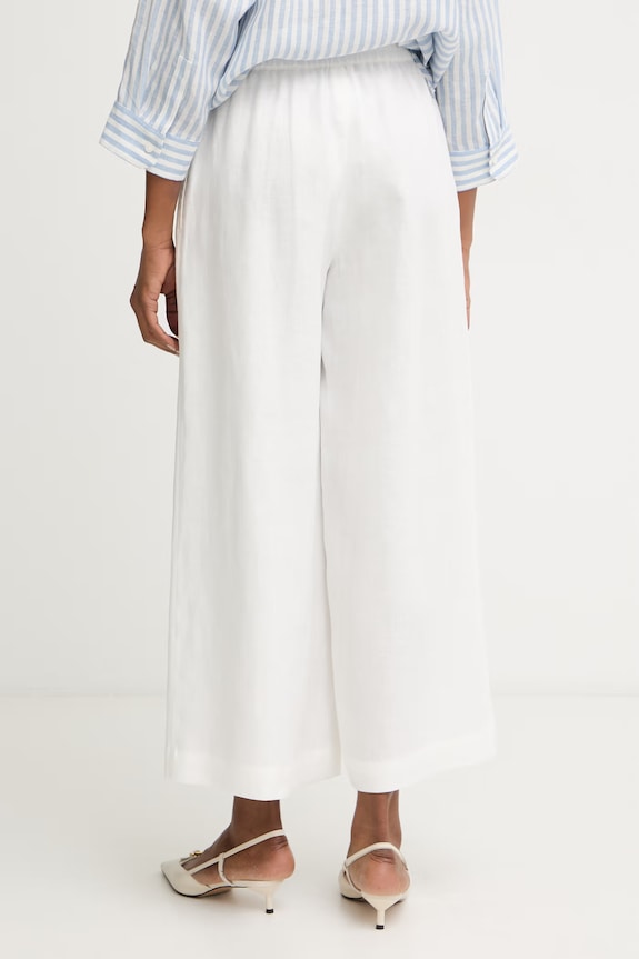 Odjeća Weekend Max Mara wide leg hlače za žene od lana FELINO 2615131042600 bež