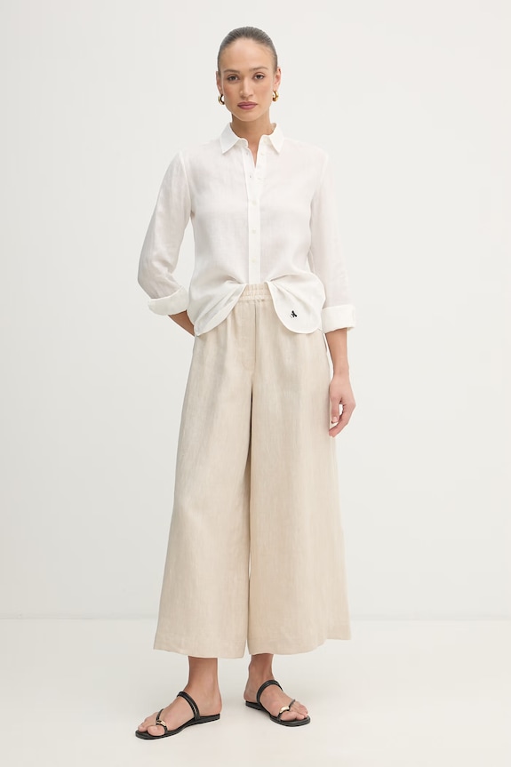 Weekend Max Mara Παντελόνι wide leg Γυναικείο λινό FELINO 2615131042600 μπεζ SS26