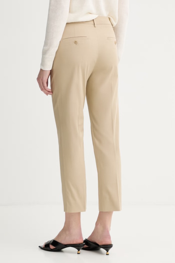 Odzież Weekend Max Mara spodnie damskie bawełniane z elastanem CECCO 2615131082600 beżowy