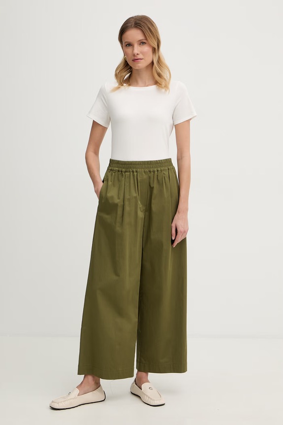 Weekend Max Mara spodnie damskie bawełniane GOLFO 2615131102600 zielony SS26
