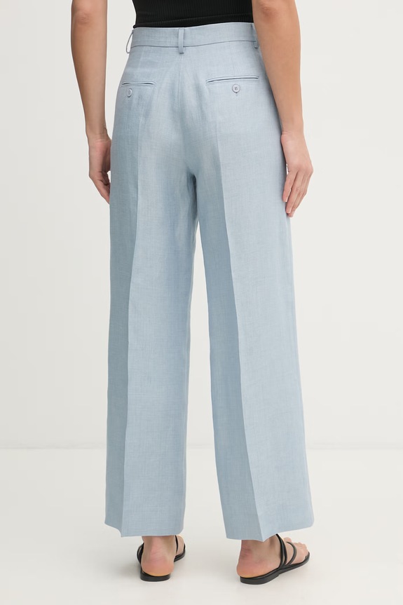 Oblečenie Weekend Max Mara nohavice dámske ľanové MALIZIA 2615131112600 modrá