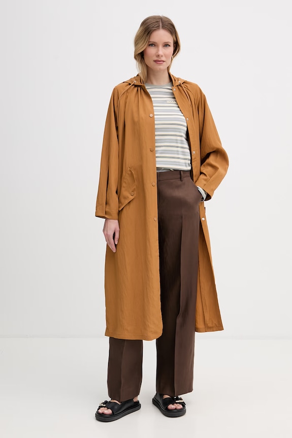 Weekend Max Mara spodnie damskie lniane MALIZIA 2615131112600 brązowy SS26