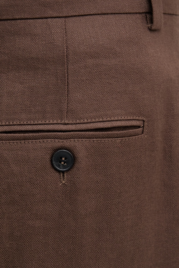 Weekend Max Mara spodnie damskie lniane MALIZIA brązowy 2615131112600