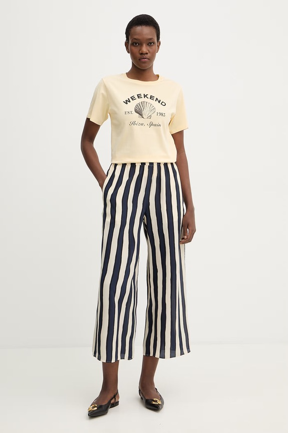 Weekend Max Mara pantaloni de mătase NIRVANA 2615131132600 bleumarin SS26