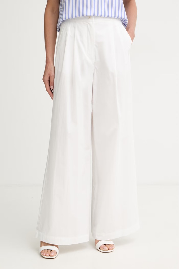 Weekend Max Mara palazzo hlače za žene od pamuka BENDA bijela 2615131142600