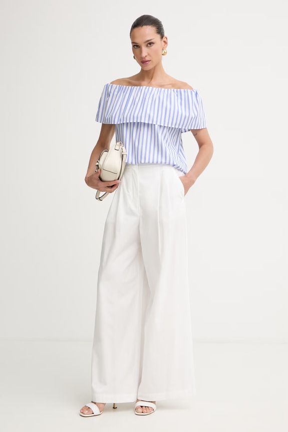 Weekend Max Mara palazzo hlače za žene od pamuka BENDA 2615131142600 bijela SS26