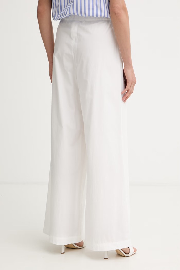 Odjeća Weekend Max Mara palazzo hlače za žene od pamuka BENDA 2615131142600 bijela