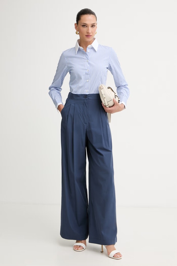 Weekend Max Mara palazzo hlače ženske od pamuka BENDA 2615131142600 mornarsko plava SS26