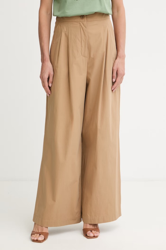 Weekend Max Mara штани-палаццо жіночі бавовняні BENDA коричневий 2615131142600