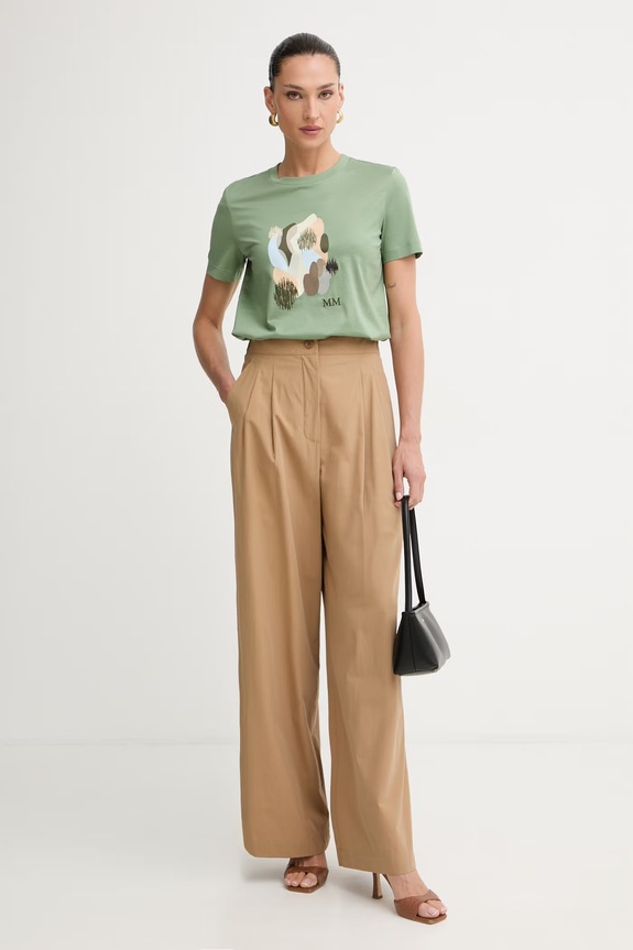 Weekend Max Mara штани-палаццо жіночі бавовняні BENDA 2615131142600 коричневий SS26