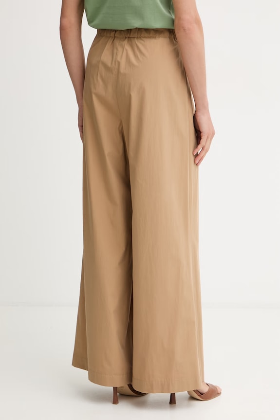 Одяг Weekend Max Mara штани-палаццо жіночі бавовняні BENDA 2615131142600 коричневий