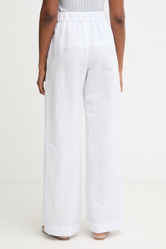 Ρούχα MM by Max Mara Παντελόνι Γυναικείο με λινό FAUNA 2616131018600 λευκό